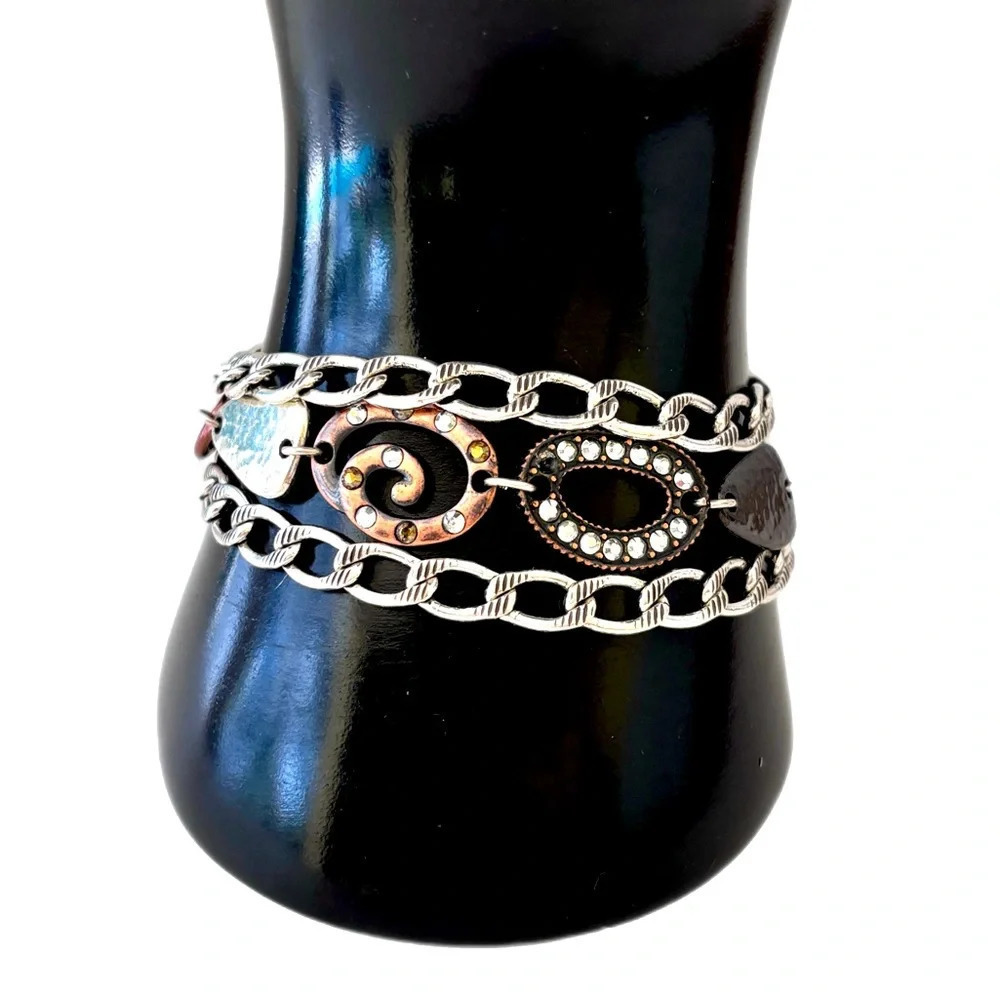 Brighton Melange Silver Round Bangle Bracelet 3 chain bracelet.